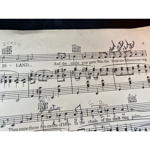 Vintage 1935 Sheet Music "On Treasure Island" Piano Chords Lyrics Cover Art - Picture 3 of 6